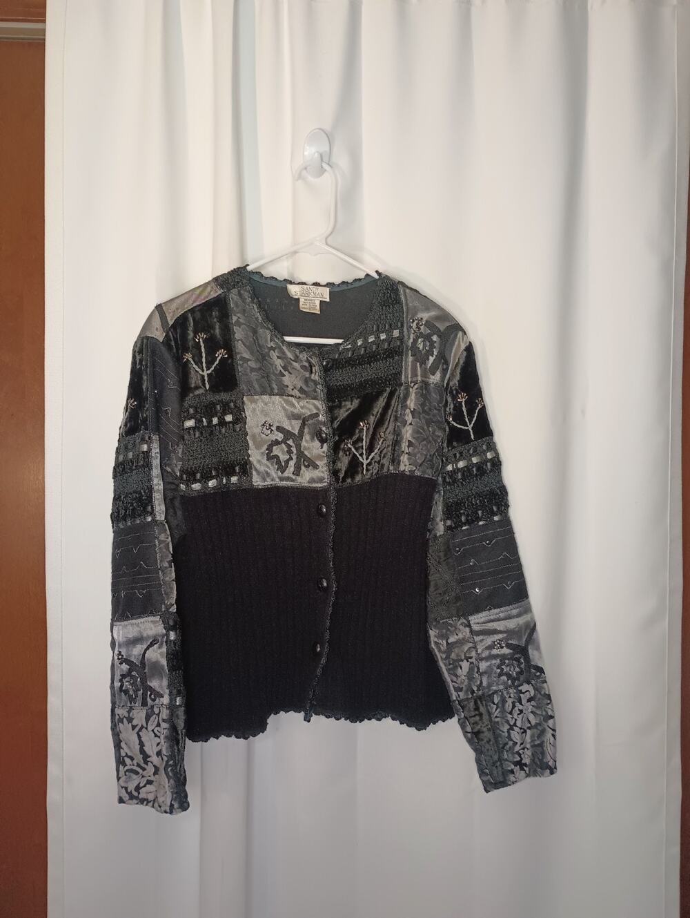 Sandy Starkman Womens Velvet Burnout Patchwork Jacket L Whimsigoth Eclectic